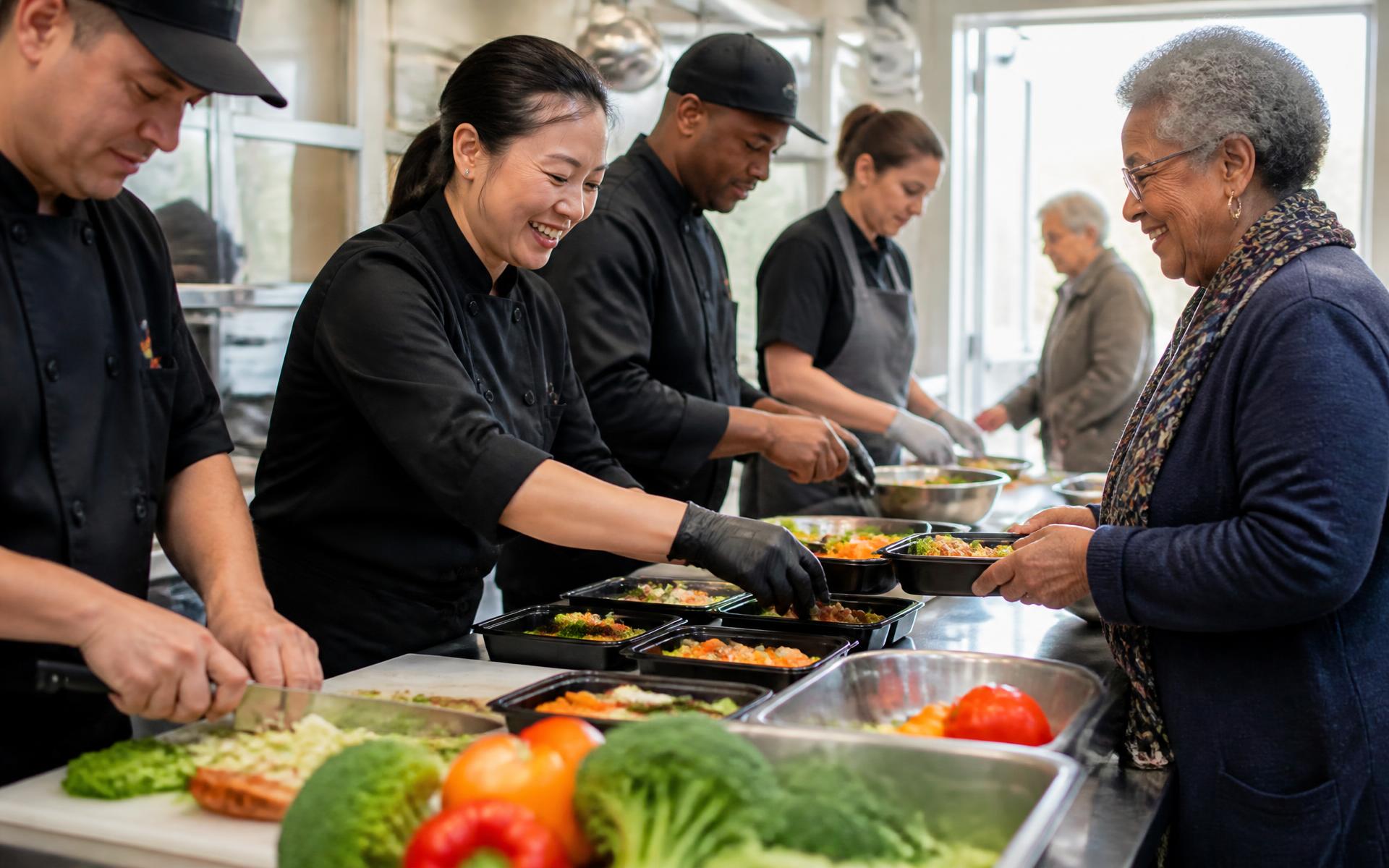 Fresh Chef Foundation chefs preparing and plating fresh meals with care for seniors